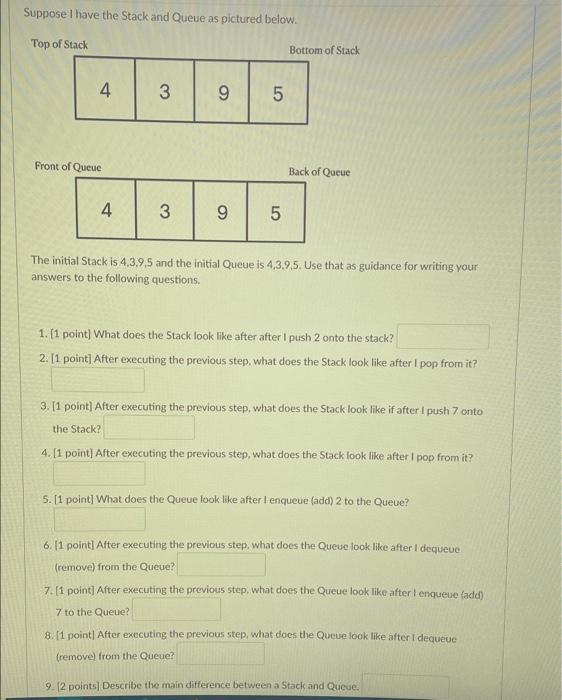 Solved Suppose I have the Stack and Queue as pictured below. | Chegg.com