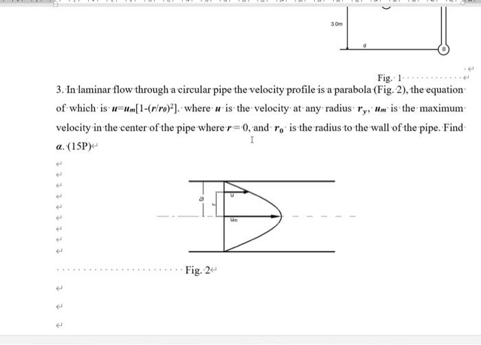 Solved Fig. 1 3. In laminar flow through a circular pipe the | Chegg.com