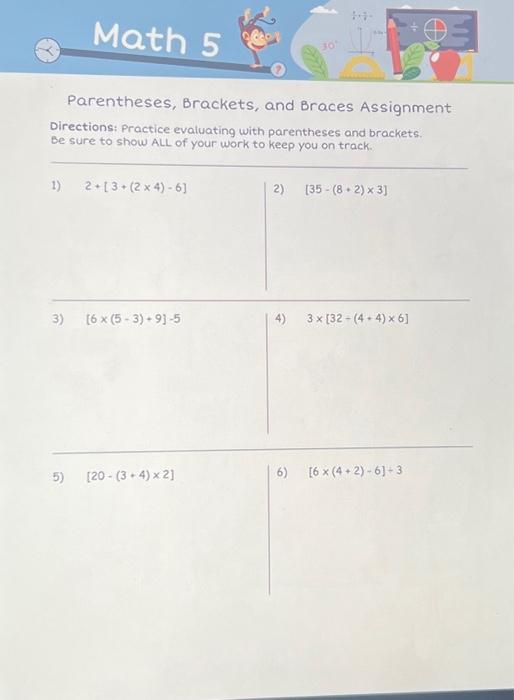 Order of Operations with Parentheses, Brackets, and Braces