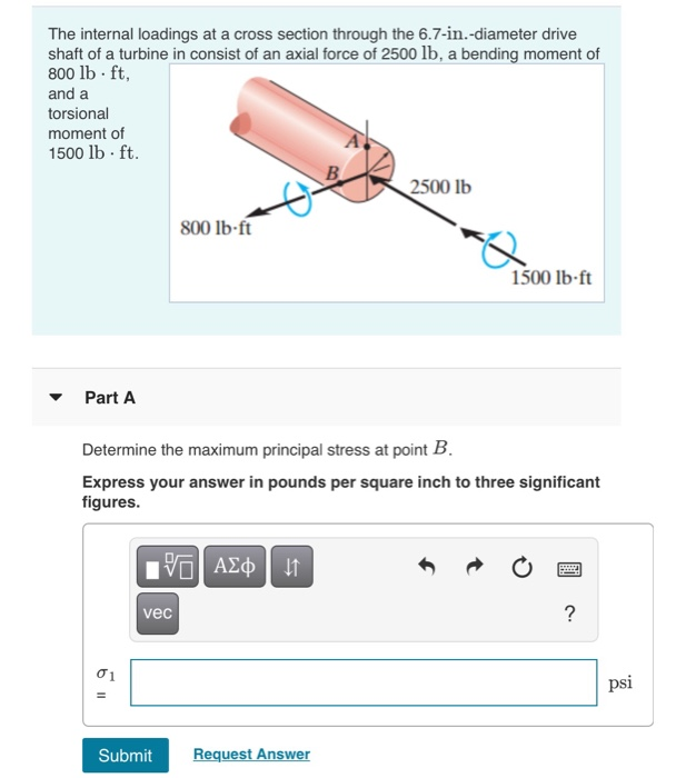 Solved The internal loadings at a cross section through the | Chegg.com