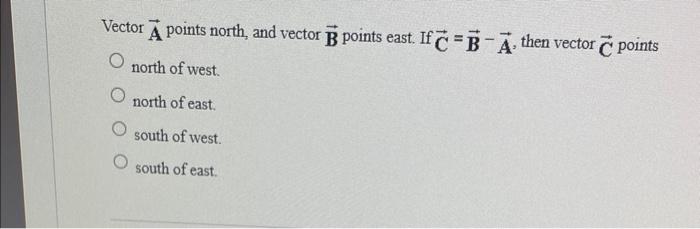 Solved Vector A points north, and vector B points east. If | Chegg.com