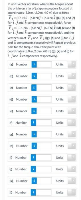 Solved In Unit Vector Notation What Is The Torque About Chegg Com