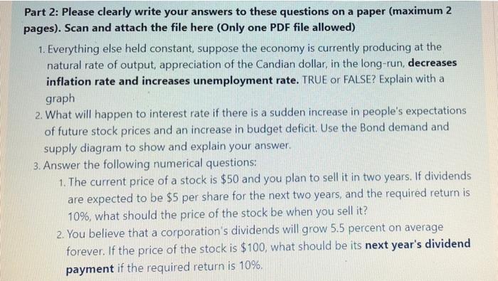 Solved Part 2: Please clearly write your answers to these | Chegg.com
