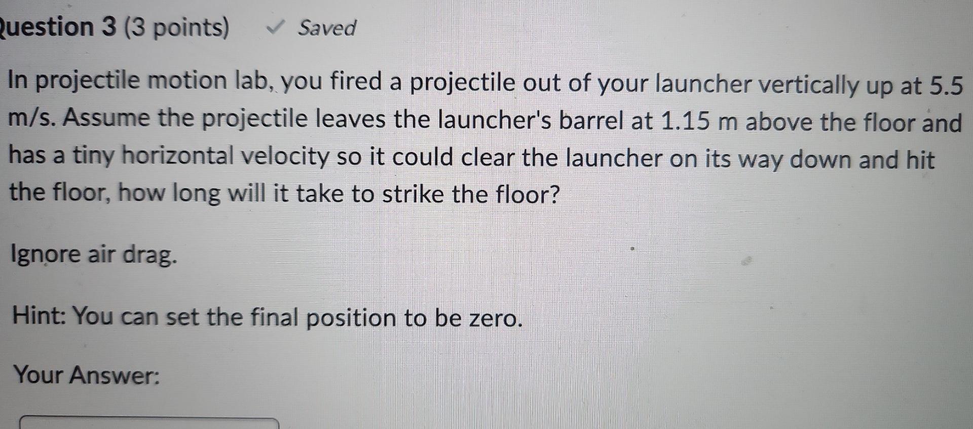 Solved In Projectile Motion Lab, You Fired A Projectile Out | Chegg.com