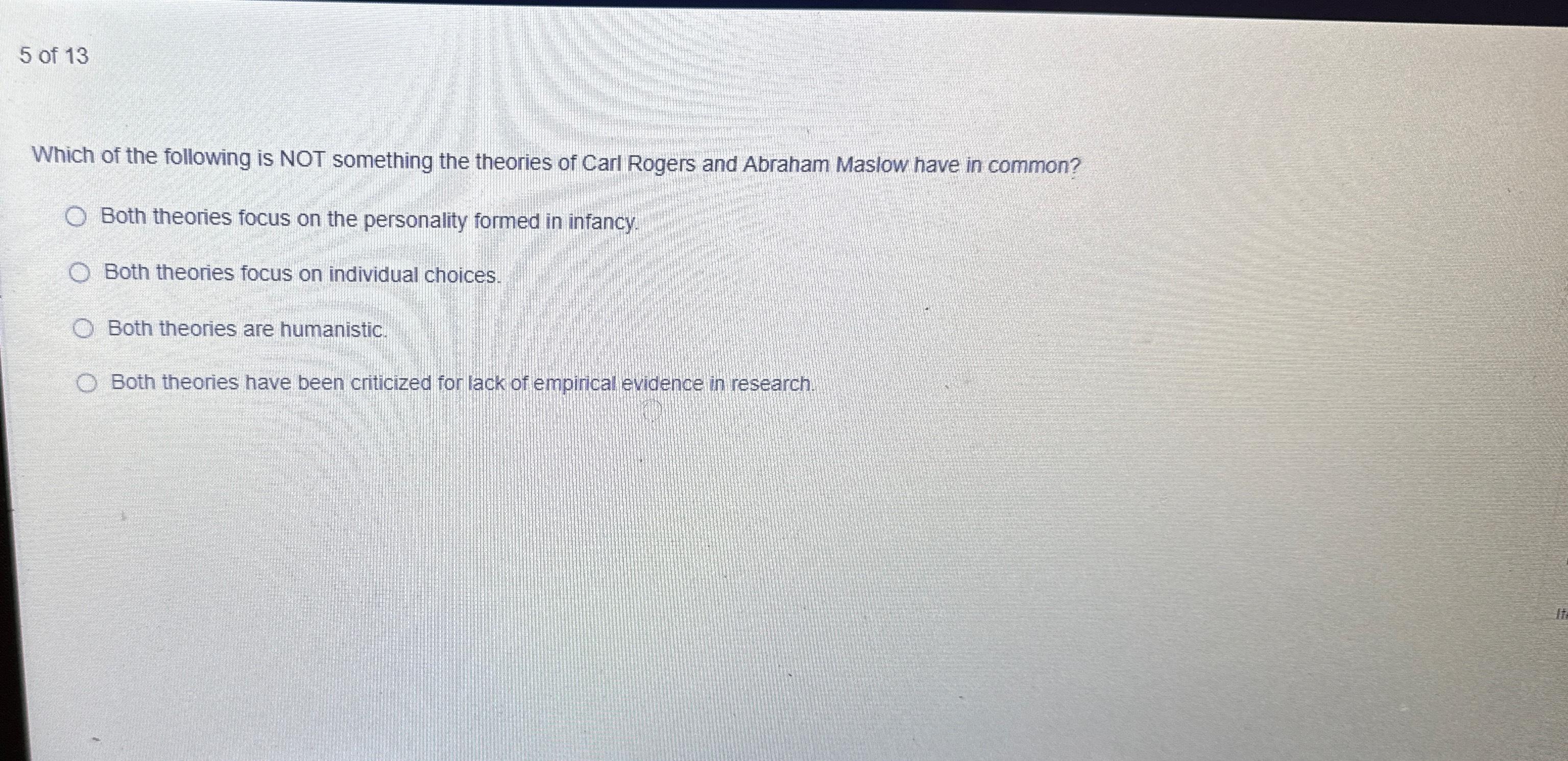 Solved 5 ﻿of 13Which of the following is NOT something the | Chegg.com