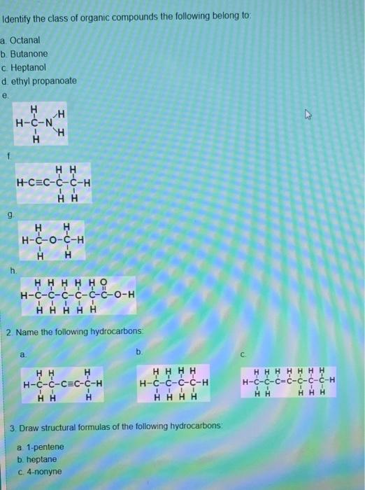Solved Identify the class of organic compounds the following | Chegg.com