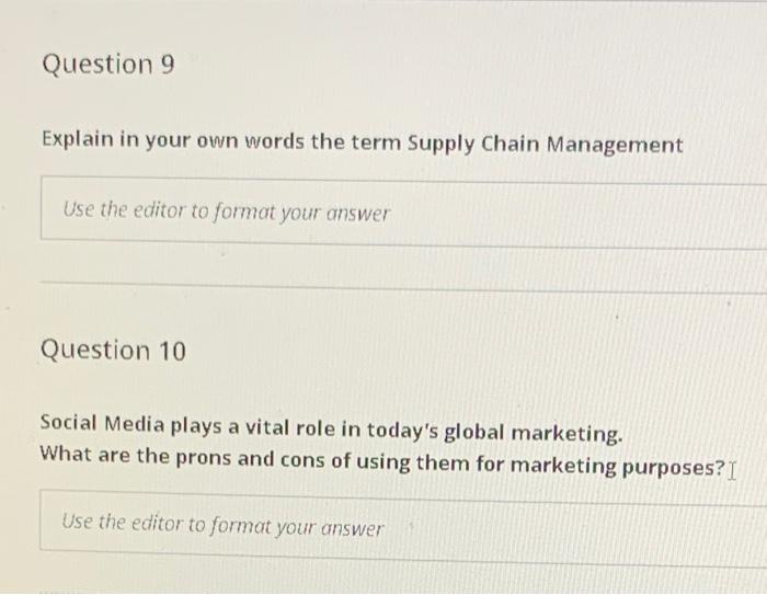 Solved Question 9 Explain in your own words the term Supply | Chegg.com