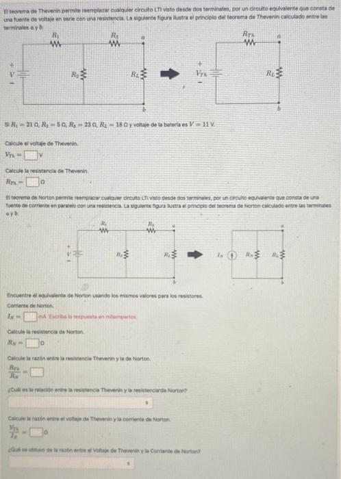 terminales avi. Ciccile eivoltwie de Theverin. \[ V_{n k}= \] Calcule le revitencie de Theweih. \[ R_{\mathrm{rn}}=0 \text