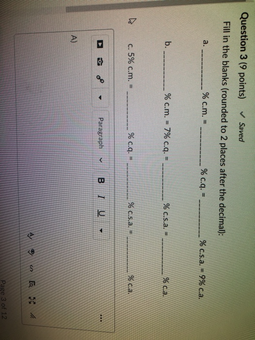 Solved Question 3 (9 points) Saved Fill in the blanks | Chegg.com