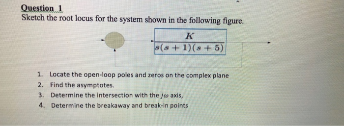 Solved Question 1 Sketch the root locus for the system shown | Chegg.com