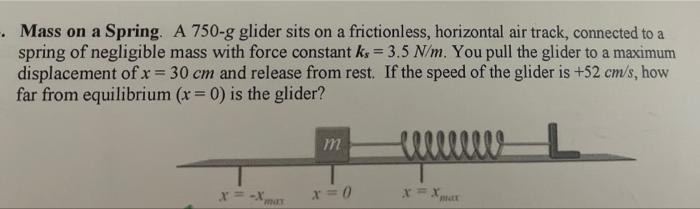 Solved A • Mass On A Spring A 750 G Glider Sits On A 1073