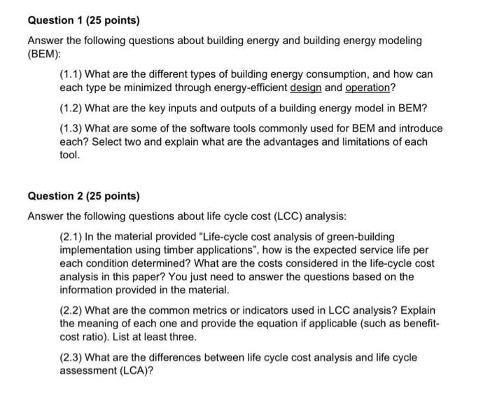 Solved Question 1 (25 points) Answer the following questions | Chegg.com
