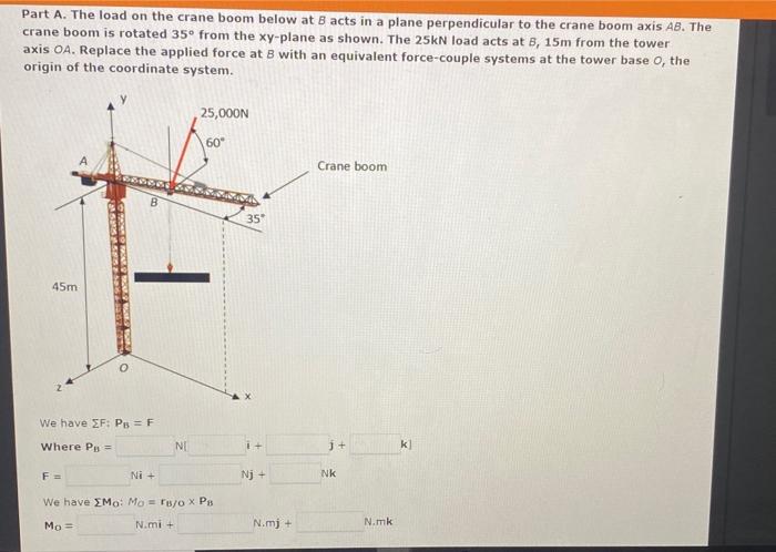 Solved Part A. The load on the crane boom below at 8 acts in | Chegg.com
