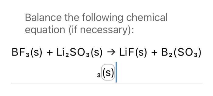 Solved Balance the following chemical equation (if | Chegg.com