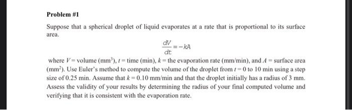 Solved Problem #1 Suppose that a spherical droplet of liquid | Chegg.com