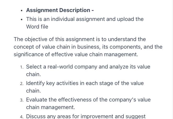 Solved Assignment Description -This is an individual | Chegg.com