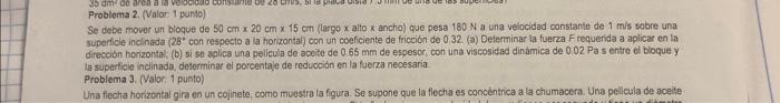 Problema 2. (Valon 1 punito)
Se debe mover un bloque de \( 50 \mathrm{~cm} \times 20 \mathrm{~cm} \times 15 \mathrm{~cm} \) (