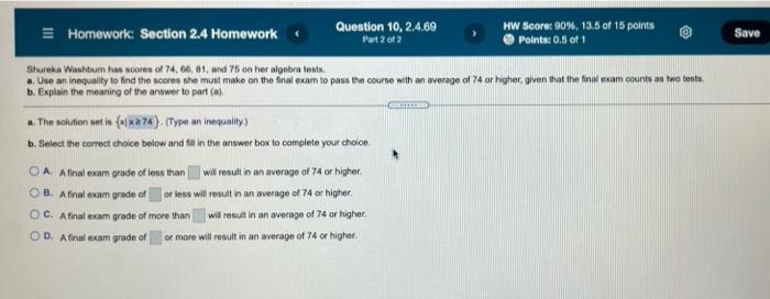 Solved Save Homework: Section 2.4 Homework Question 10, | Chegg.com