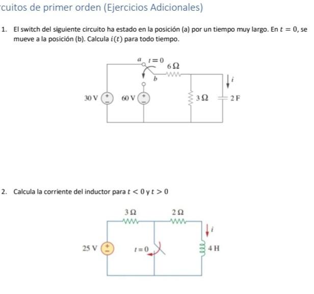 Solved 1. El switch del siguiente circuito ha estado en la | Chegg.com