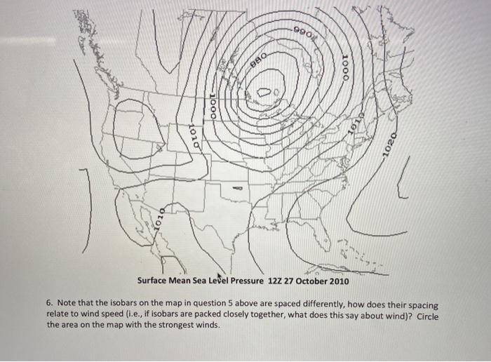 Lines Of Equal Pressure On A Weather Map 5. Isobars Are Lines Of Equal Pressure And Are | Chegg.com