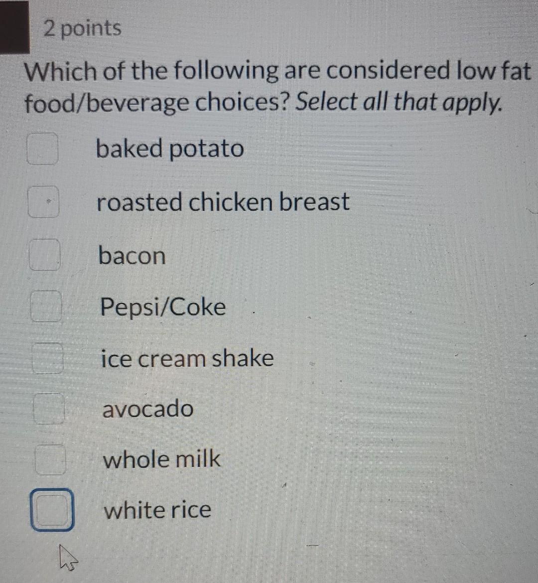 Solved 2 points Which of the following are considered low | Chegg.com