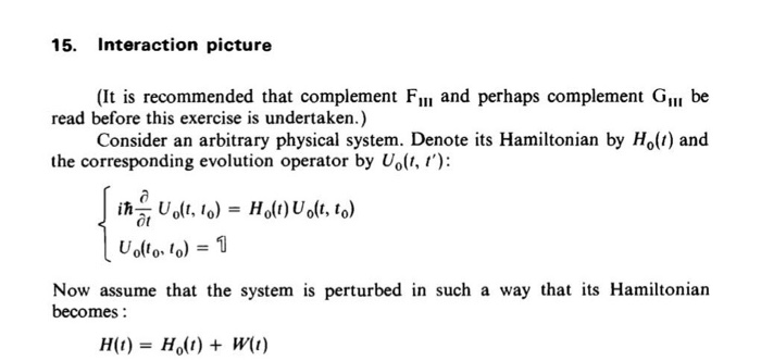 Solved 15. Interaction picture (It is recommended that | Chegg.com