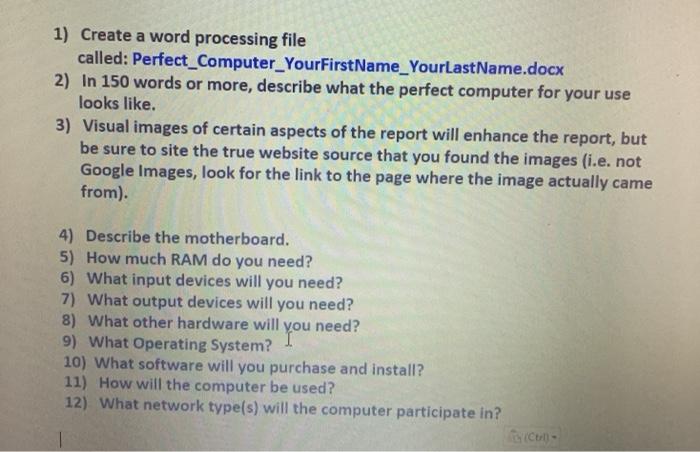 Solved 1) Create a word processing file called: | Chegg.com