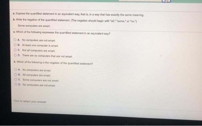 Solved A Express The Quantified Statement In An Equivalent Chegg Com