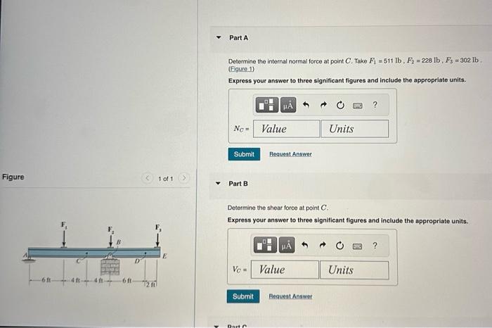 Solved Determine The Internal Normal Force At Point C. Take | Chegg.com