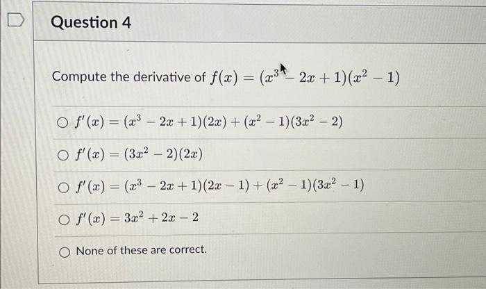 calculate the derivative of f x x 2 3 x 2 1