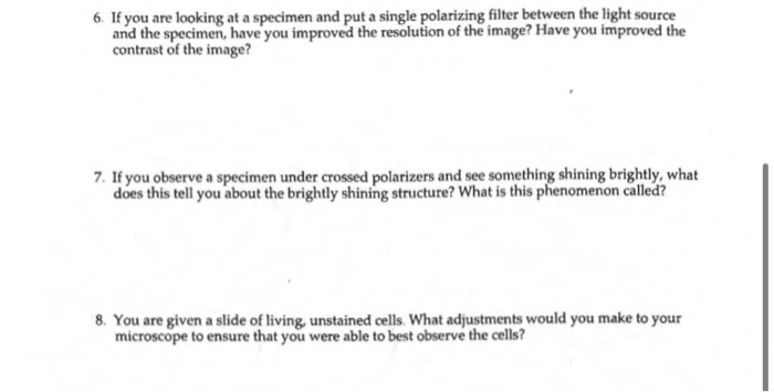 Solved 6. If you are looking at a specimen and put a single | Chegg.com