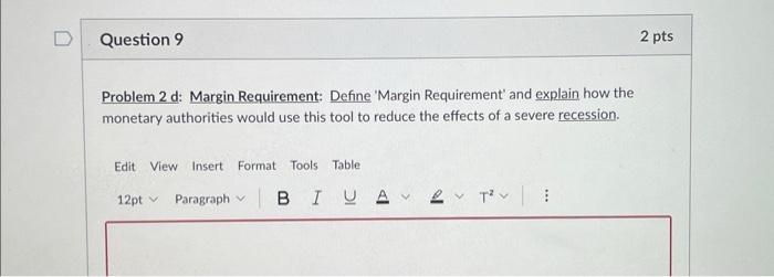 Solved Problem 2 d: Margin Requirement: Define 'Margin | Chegg.com