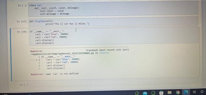 Solved Create a Car class with two instance attributes: 1. | Chegg.com