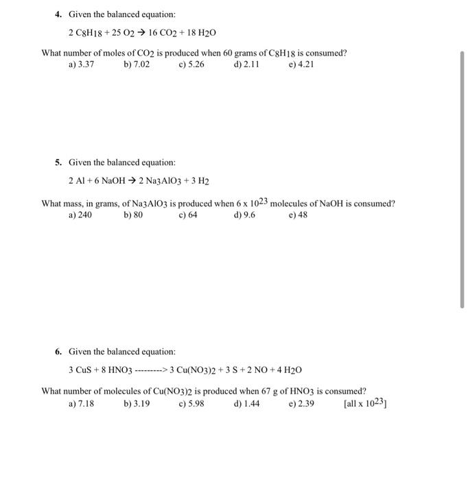 Solved Worksheet #4: Stoichiometry Stoichiometry problems. | Chegg.com