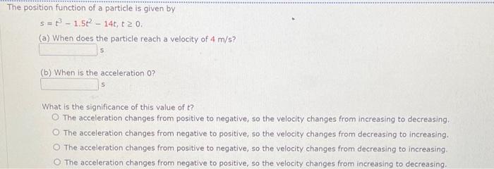 Solved The position function of a particle is given by | Chegg.com