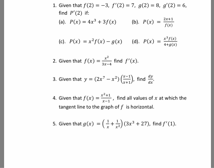 Solved 1 Given That F 2 3 F 2 7 G 2 8 G 2 Chegg Com