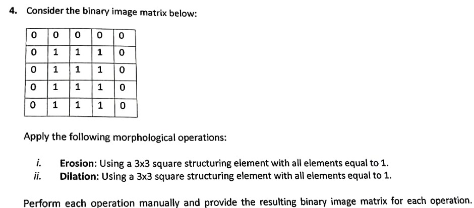 Solved Consider the binary image matrix below:Apply the | Chegg.com