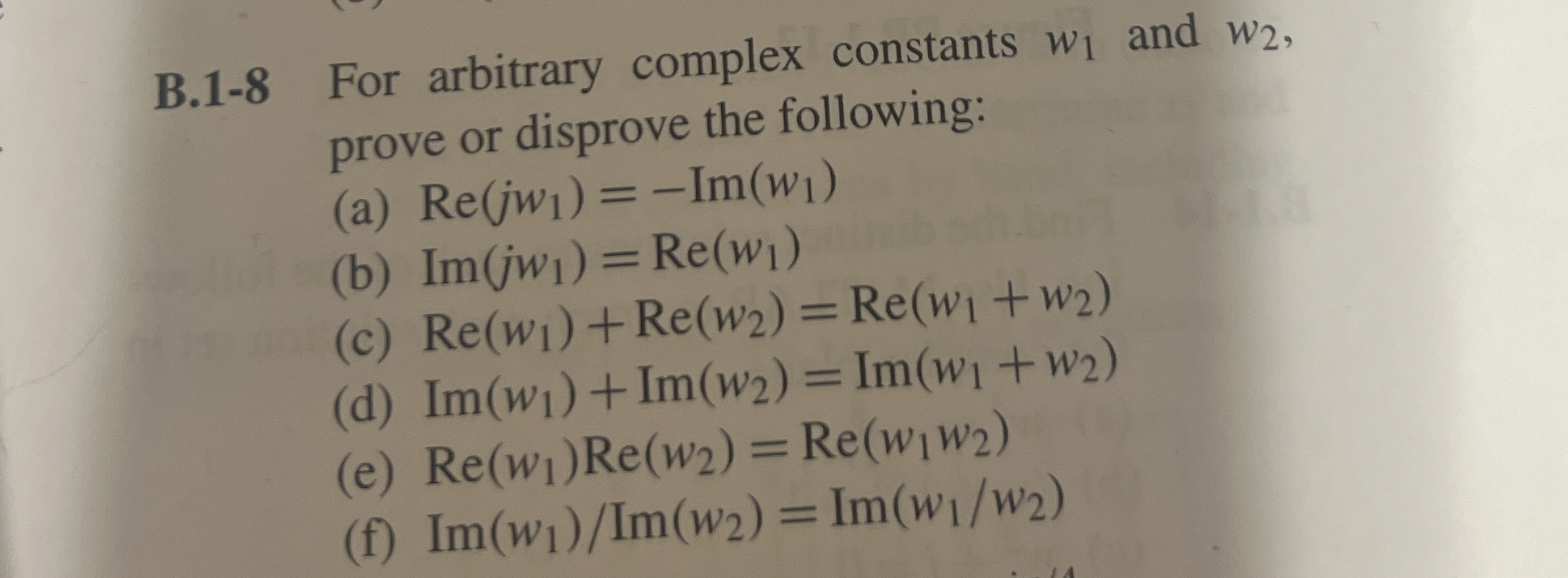 Solved B.1-8 ﻿For arbitrary complex constants w1 ﻿and w2, | Chegg.com