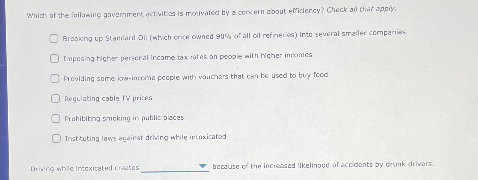 Solved Which of the following government activities is | Chegg.com