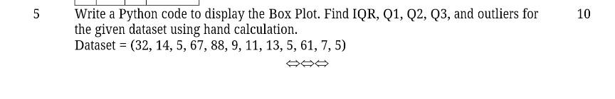 Solved Write a Python code to display the Box Plot. Find | Chegg.com