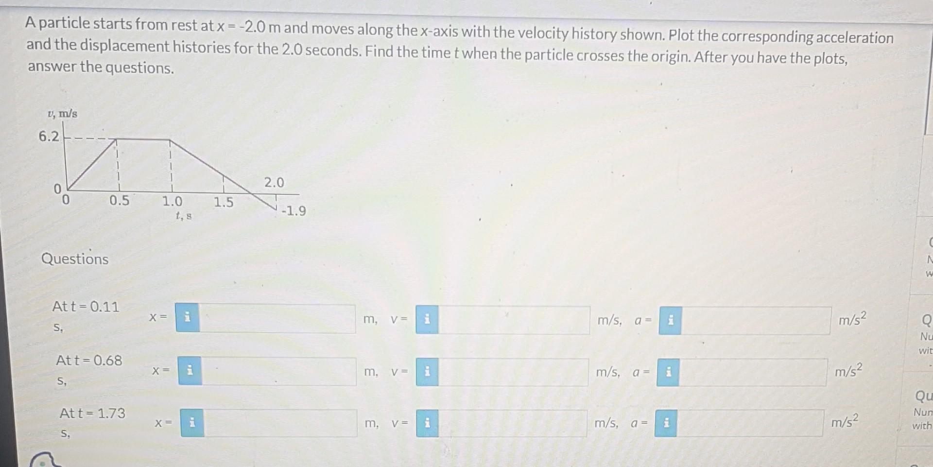 Solved A particle starts from rest at x=−2.0 m and moves | Chegg.com