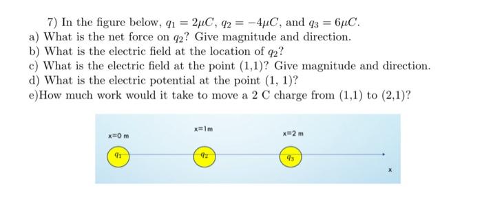 Solved 7) In the figure below, q1 = 2µC, q2 = -4μC, and q3 = | Chegg.com