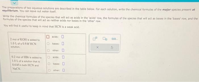 Solved The preparations of two aqueous solutions are | Chegg.com