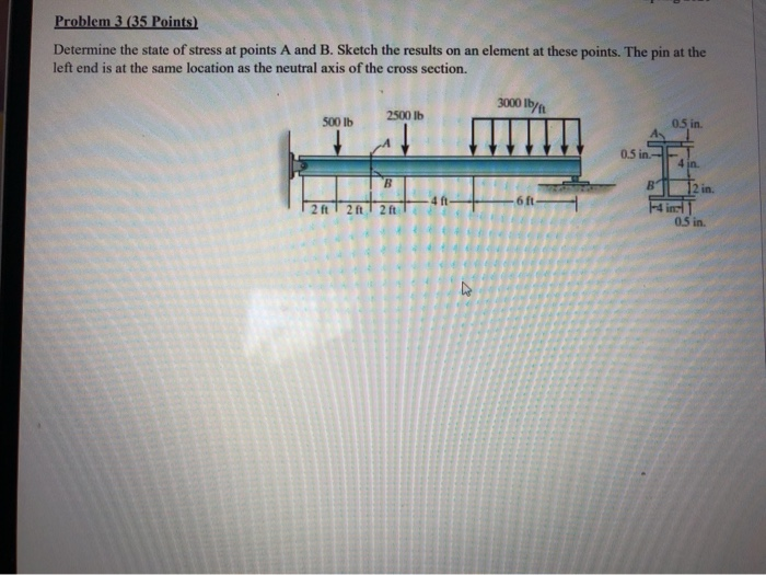 Solved Problem 3 (35 Points) Determine the state of stress | Chegg.com