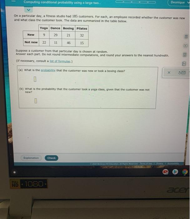 Solved Computing Conditional Probability Using A Large Two | Chegg.com