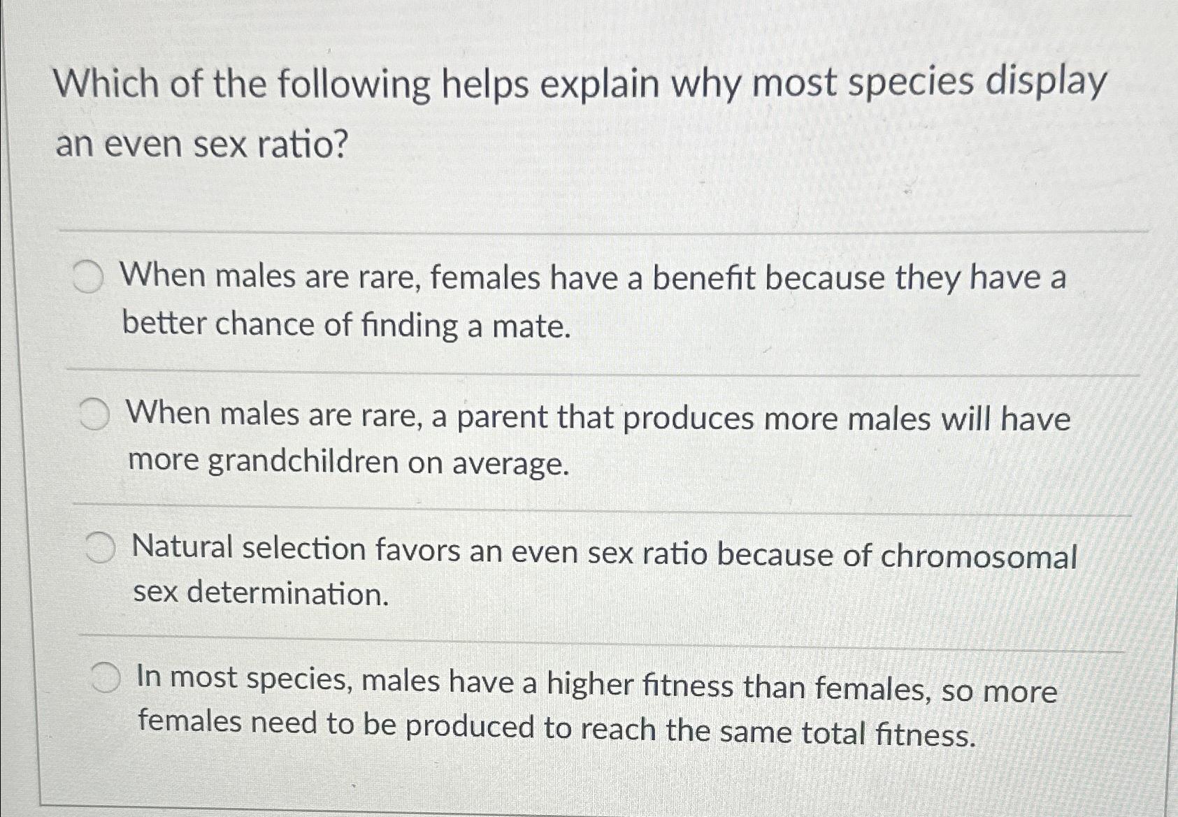 Solved Which of the following helps explain why most species | Chegg.com