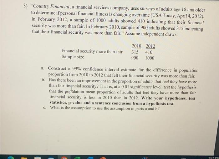 Solved "Country Financial, a financial services company,