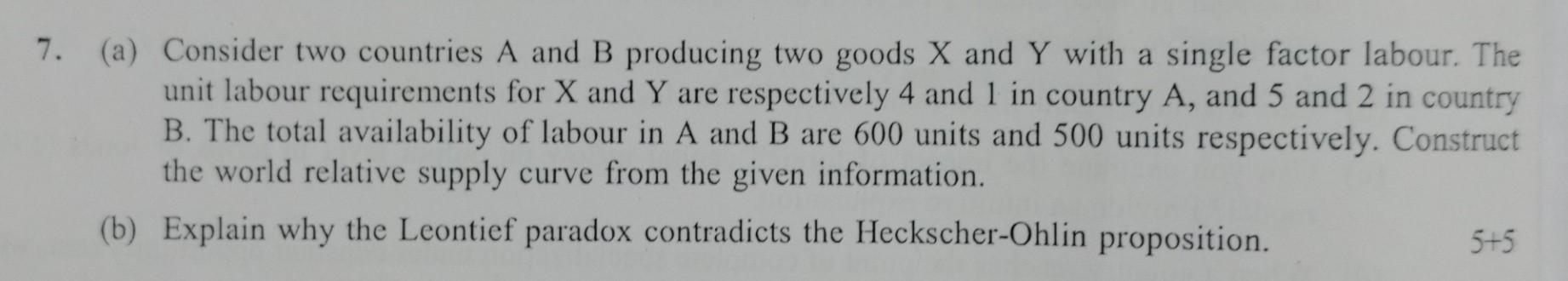 Solved (a) Consider Two Countries A And B Producing Two | Chegg.com