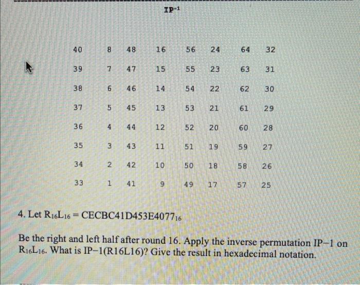 Solved 4. Let R16 L16=CECBC41D453E407716 Be the right and | Chegg.com