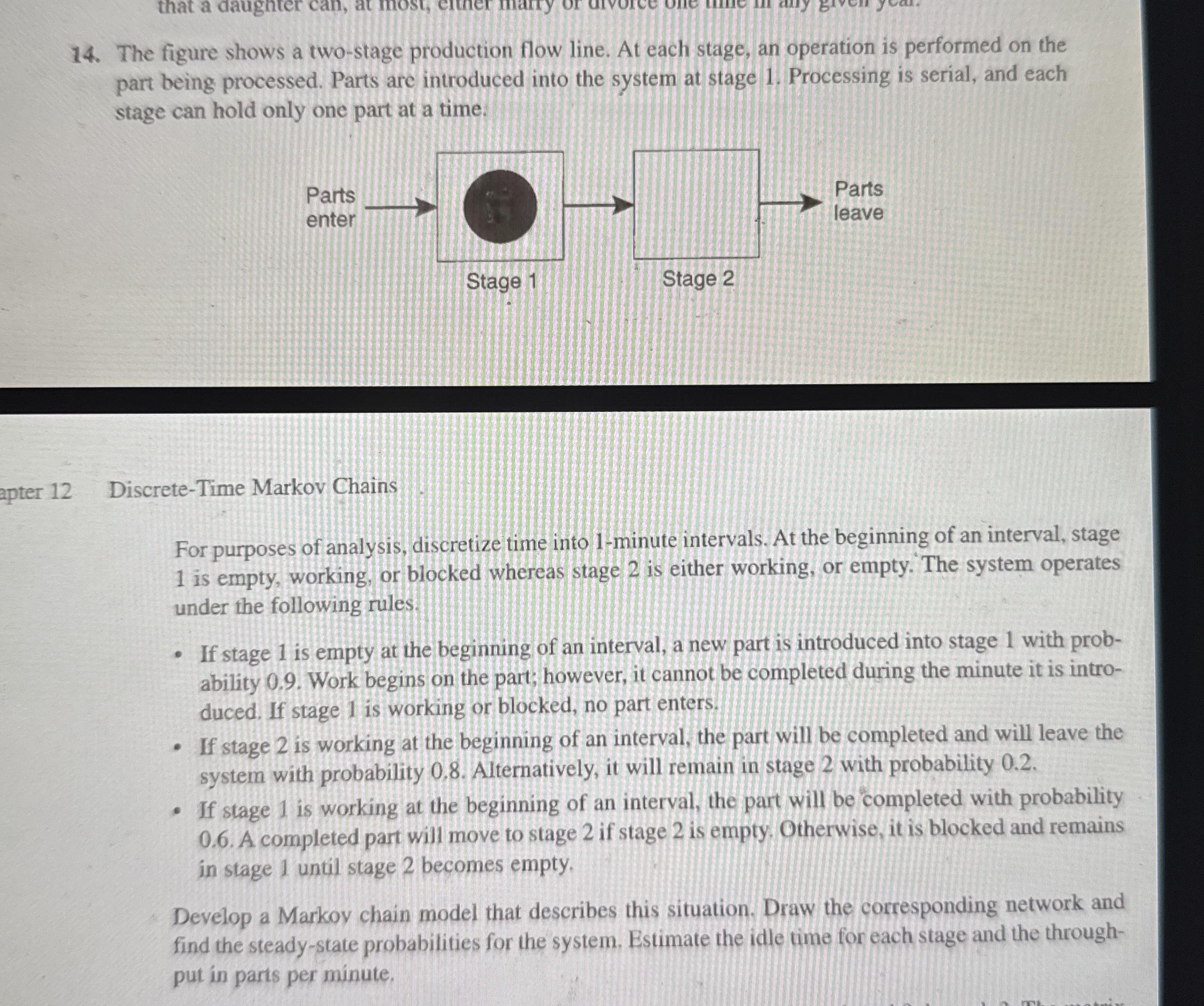 Solved The figure shows a two-stage production flow line. At | Chegg.com